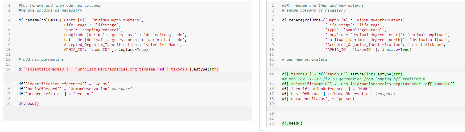 code change 1